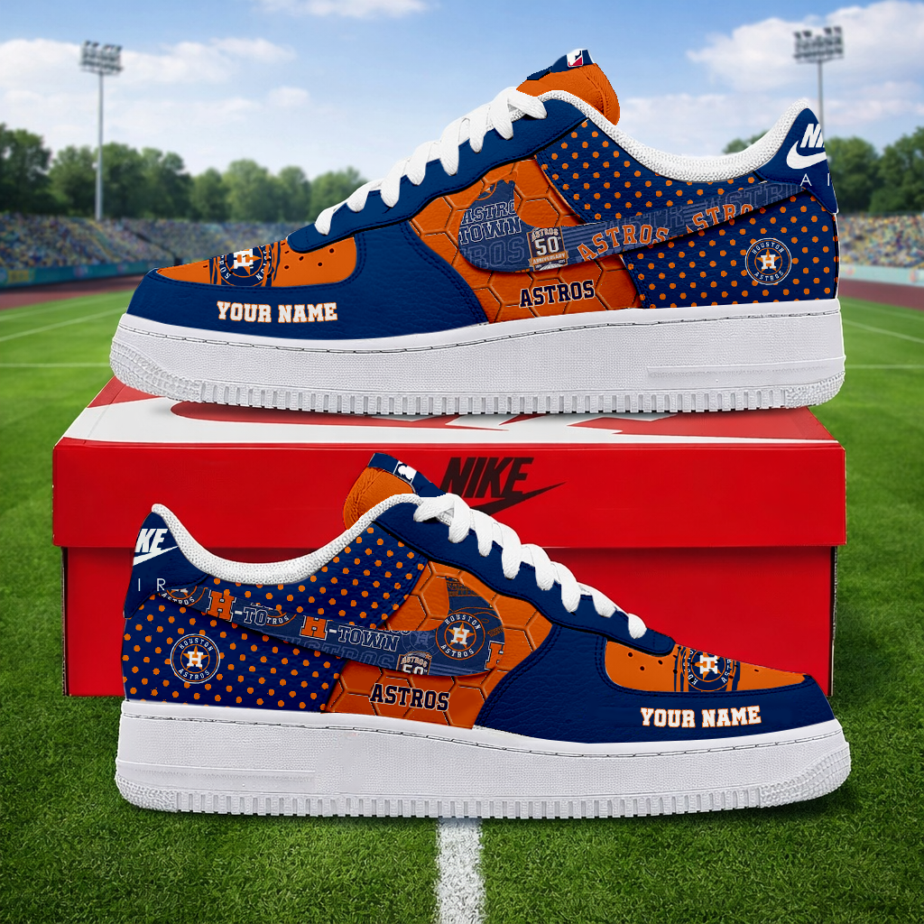 SPECIAL OFFER - NEW CUSTOMIZED MLB10 HAS HOUSTON ASTROS AF1 SNEAKERS