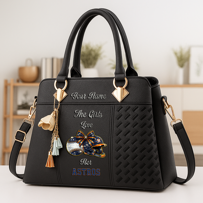 LIMITED EDITION - NEW CUSTOMIZED MLB10 HAS HOUSTON ASTROS ZIP HANDBAG MULTICOLOR