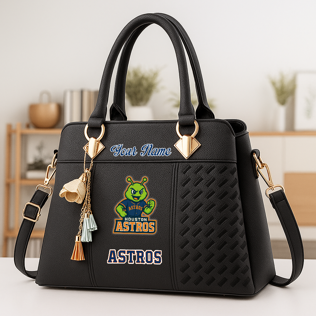 LIMITED EDITION - NEW CUSTOMIZED MLB10 HAS HOUSTON ASTROS ZIP HANDBAG MULTICOLOR