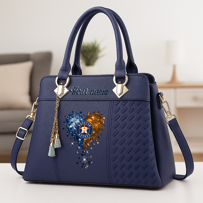 LIMITED EDITION - NEW CUSTOMIZED MLB10 HAS HOUSTON ASTROS ZIP HANDBAG MULTICOLOR