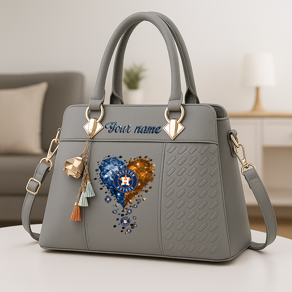 LIMITED EDITION - NEW CUSTOMIZED MLB10 HAS HOUSTON ASTROS ZIP HANDBAG MULTICOLOR
