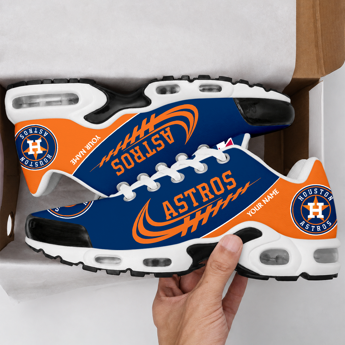 LIMITED EDITION - NEW CUSTOMIZED MLB10 HAS HOUSTON ASTROS AIR MAX PLUS SNEAKERS