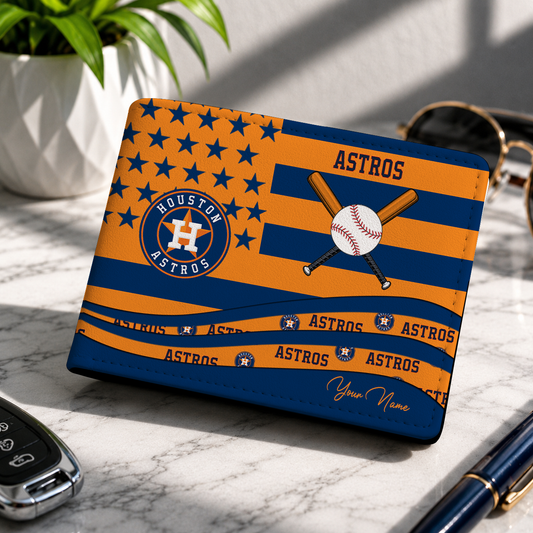 LIMITED EDITION - NEW CUSTOMIZED MLB10 HAS HOUSTON ASTROS LEATHER WALLET