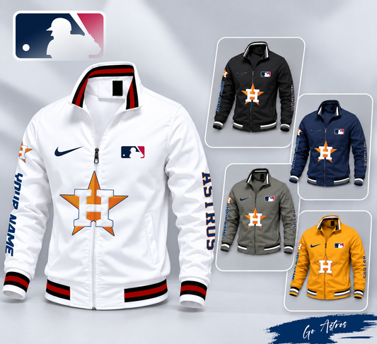 SPECIAL EDITION - NEW CUSTOMIZED MLB10 HAS HOUSTON ASTROS MULTICOLOR MEN'S CASUAL JACKET