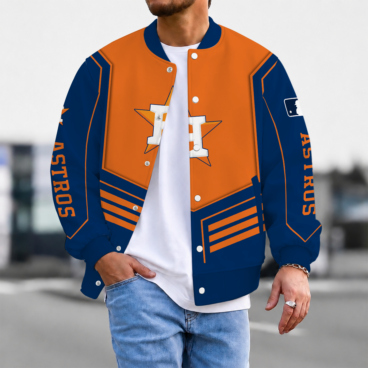 FLASH SALE - NEW CUSTOMIZED MLB10 HAS HOUSTON ASTROS SATIN VARSITY & BASEBALL JACKET