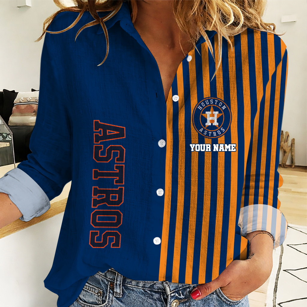 SPECIAL EDITION - NEW CUSTOMIZED MLB10 HAS HOUSTON ASTROS WOMEN CASUAL SHIRT