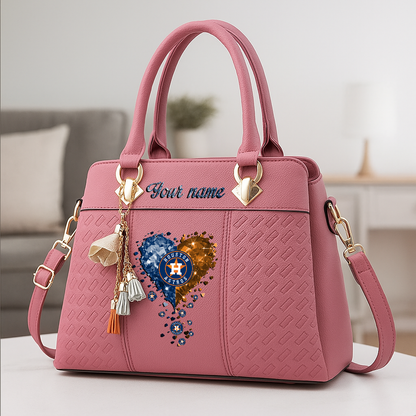LIMITED EDITION - NEW CUSTOMIZED MLB10 HAS HOUSTON ASTROS ZIP HANDBAG MULTICOLOR