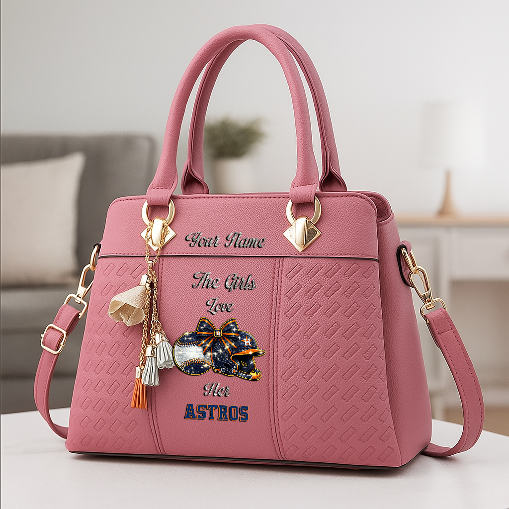 LIMITED EDITION - NEW CUSTOMIZED MLB10 HAS HOUSTON ASTROS ZIP HANDBAG MULTICOLOR