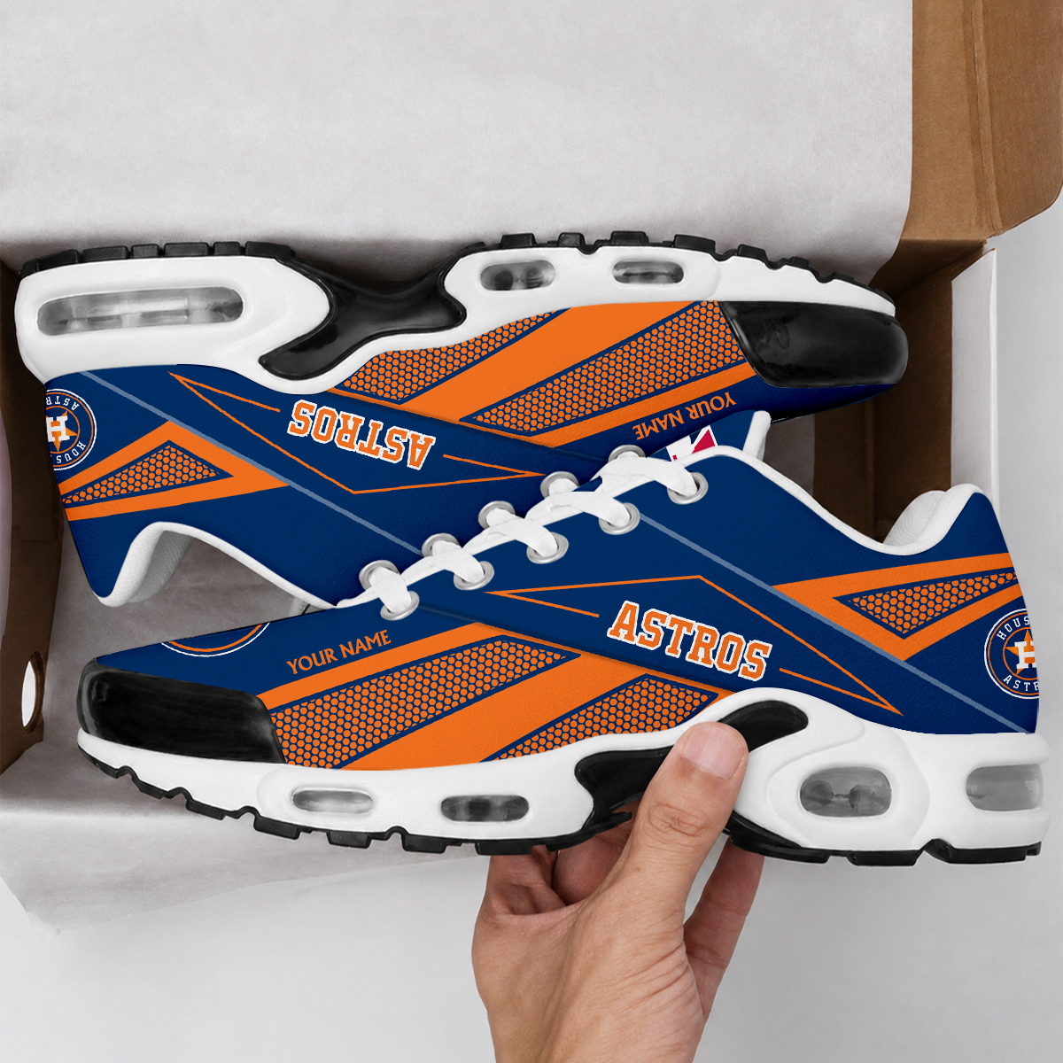 FINAL SALE - NEW CUSTOMIZED MLB10 HAS HOUSTON ASTROS AIR MAX PLUS SNEAKERS