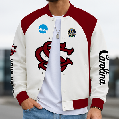 LIMITED EDITION - NEW CUSTOMIZED NCAA CWS10 SCG SOUTH CAROLINA GAMECOCKS BASEBALL JACKET, SATIN VARSITY JACKET
