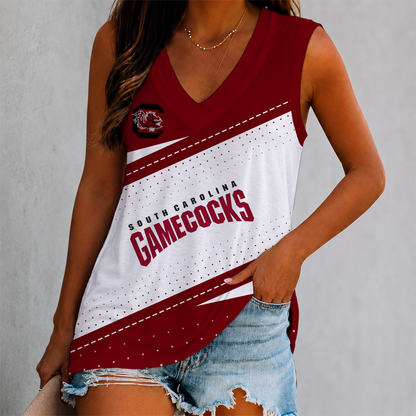 FINAL SALE - NEW CUSTOMIZED NCAA CWS10 SCG SOUTH CAROLINA GAMECOCKS WOMEN'S V-NECK TANK TOP