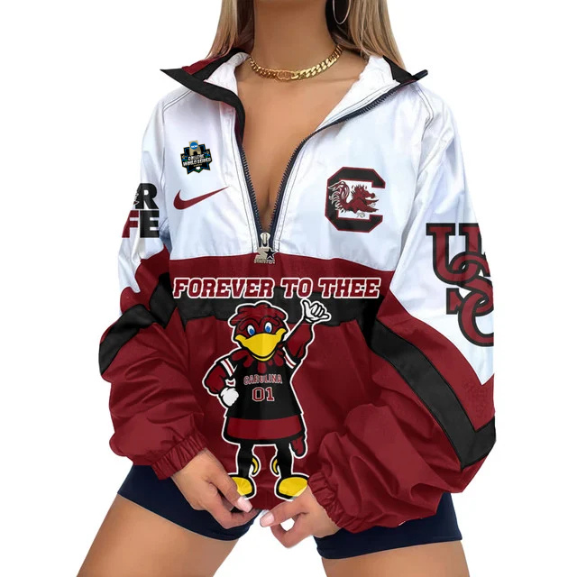 LIMITED EDITION - NEW CUSTOMIZED NCAA COLLEGE WORLD SERIES 10 SOUTH CAROLINA GAMECOCKS V-NECK ZIPPER SWEATSHIRT JACKET
