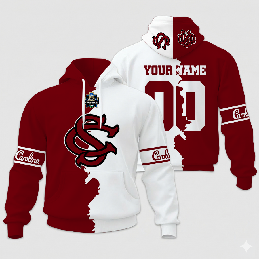 LIMITED EDITION - NEW CUSTOMIZED NCAA COLLEGE WORLD SERIES 10-SCG SC GAMECOCKS UNISEX HOODIE & ZIP HOODIE