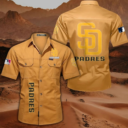 LIMITED EDITION - NEW CUSTOMIZED MLB18 SDP SAN DIEGO PADRES MEN'S CARGO SHIRT