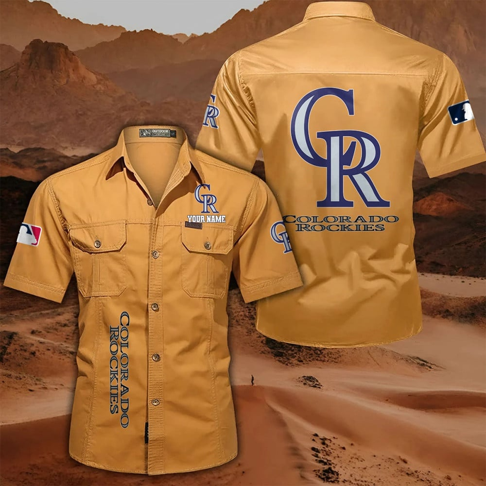 LIMITED EDITION - NEW CUSTOMIZED MLB30 COR COLORADO ROCKIES MEN'S CARGO SHIRT