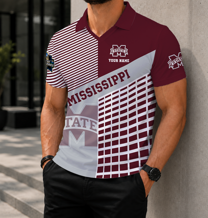 LIMITED EDITION - NEW CUSTOMIZED NCAA CWS11 MSB MISSISSIPPI STATE BULLDOGS POLO SHIRT