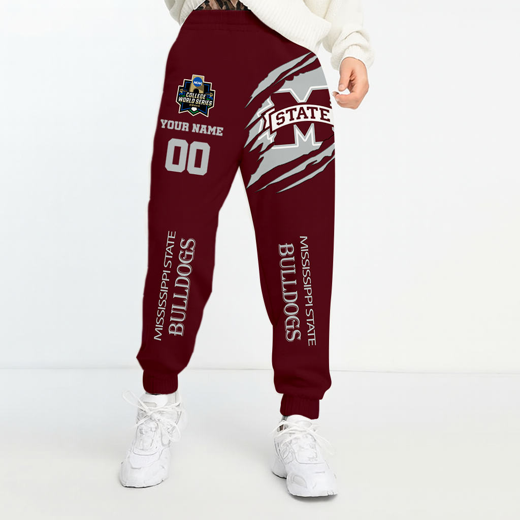 LIMITED EDITION- NEW CUSTOMIZED NCAA CWS11 MSB MISSISSIPPI STATE BULLDOGS UNISEX LONG PANTS