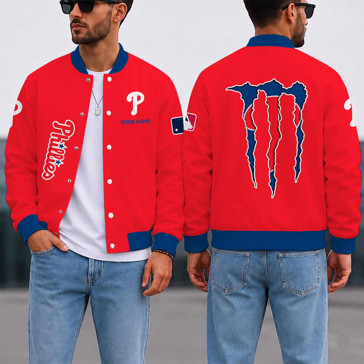 LIMITED EDITION - NEW CUSTOMIZED MLB11 PPS PHILADELPHIA PHILLIES SATIN VARSITY & BASEBALL JACKET