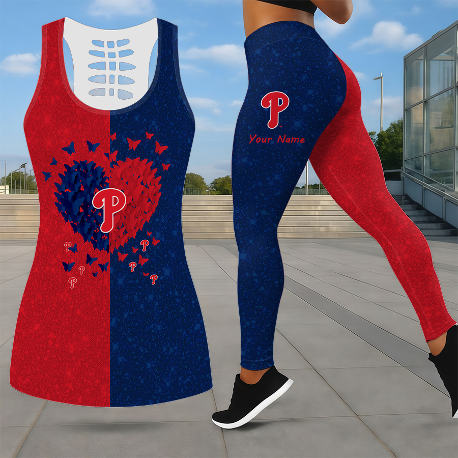 LIMITED EDITION - NEW CUSTOMIZED MLB11 PPS PHILADELPHIA PHILLIES LEGGINGS & HOLLOW TANK TOP SET