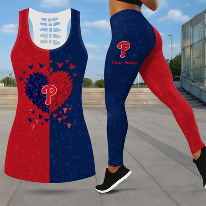 LIMITED EDITION - NEW CUSTOMIZED MLB11 PPS PHILADELPHIA PHILLIES LEGGINGS & HOLLOW TANK TOP SET