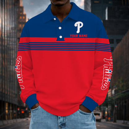 VIRAL EDITION - NEW CUSTOMIZED MLB11 PPS PHILADELPHIA PHILLIES MEN'S LONG SLEEVE POLO