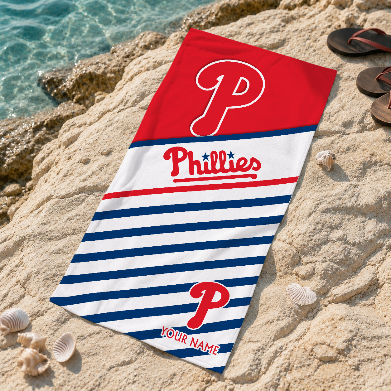 FINAL SALE - NEW CUSTOMIZED MLB11 PPS PHILADELPHIA PHILLIES BEACH TOWEL FOR FAN