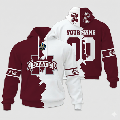 LIMITED EDITION - NEW CUSTOMIZED NCAA COLLEGE WORLD SERIES 11-MSB MI STATE BULLDOGS UNISEX HOODIE & ZIP HOODIE