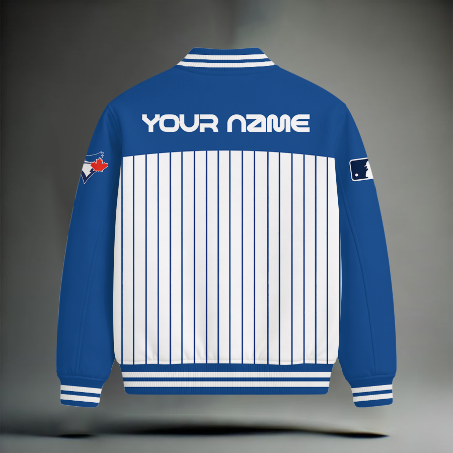 HOT DEAL - NEW CUSTOMIZED MLB12 TBJ TORONTO BLUE JAYS SNOOPY STYLE SATIN VARSITY & BASEBALL JACKET