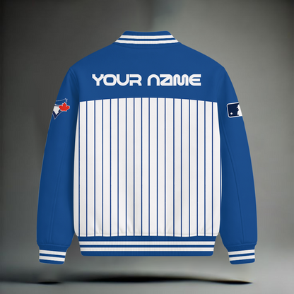 HOT DEAL - NEW CUSTOMIZED MLB12 TBJ TORONTO BLUE JAYS SNOOPY STYLE SATIN VARSITY & BASEBALL JACKET