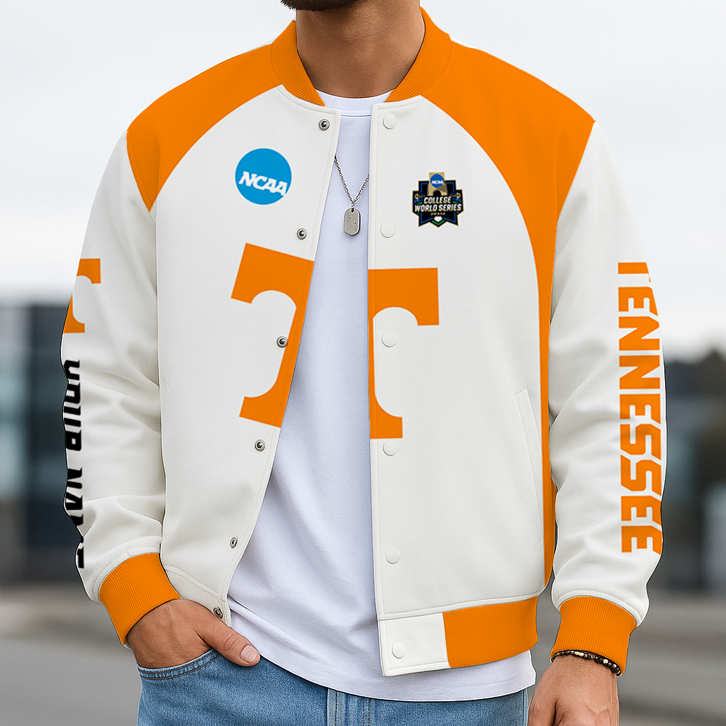 LIMITED EDITION - NEW CUSTOMIZED NCAA CWS12 TNV TENNESSEE VOLUNTEERS BASEBALL JACKET, SATIN VARSITY JACKET