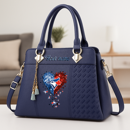 LIMITED EDITION - NEW CUSTOMIZED MLB12 TBJ TORONTO BLUE JAYS ZIP HANDBAG MULTICOLOR