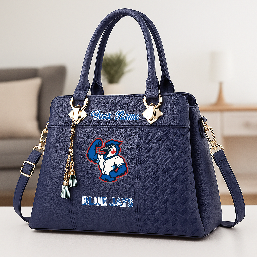 LIMITED EDITION - NEW CUSTOMIZED MLB12 TBJ TORONTO BLUE JAYS ZIP HANDBAG MULTICOLOR