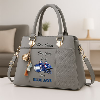 LIMITED EDITION - NEW CUSTOMIZED MLB12 TBJ TORONTO BLUE JAYS ZIP HANDBAG MULTICOLOR