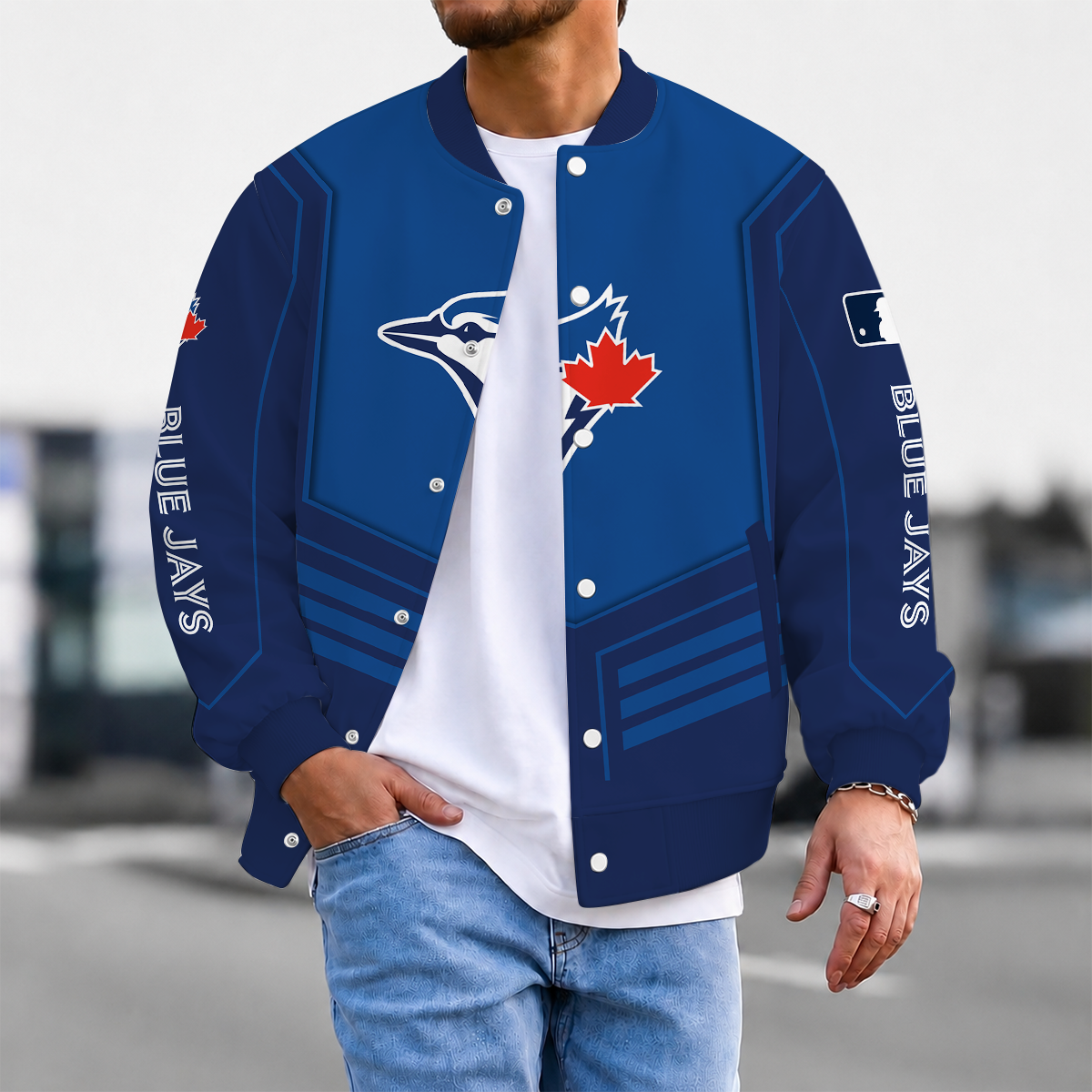 FLASH SALE - NEW CUSTOMIZED MLB12 TBJ TORONTO BLUE JAYS SATIN VARSITY & BASEBALL JACKET
