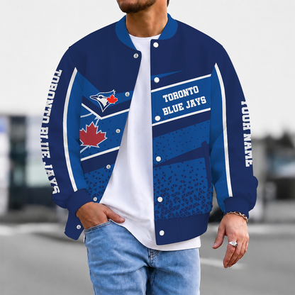 FINAL SALE - NEW CUSTOMIZED MLB12 TBJ TORONTO BLUE JAYS SATIN VARSITY & BASEBALL JACKET