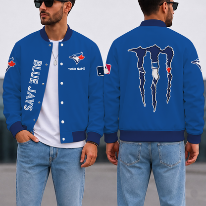 LIMITED EDITION - NEW CUSTOMIZED MLB12 TBJ TORONTO BLUE JAYS SATIN VARSITY & BASEBALL JACKET