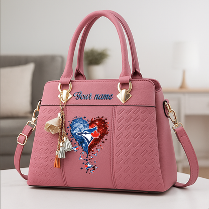 LIMITED EDITION - NEW CUSTOMIZED MLB12 TBJ TORONTO BLUE JAYS ZIP HANDBAG MULTICOLOR
