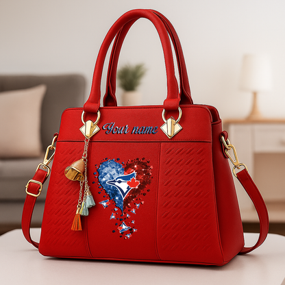 LIMITED EDITION - NEW CUSTOMIZED MLB12 TBJ TORONTO BLUE JAYS ZIP HANDBAG MULTICOLOR