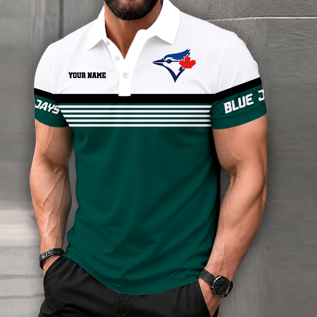 FINAL CLEARANCE - NEW CUSTOMIZED MLB12 TBJ TORONTO BLUE JAYS POLO SHIRT