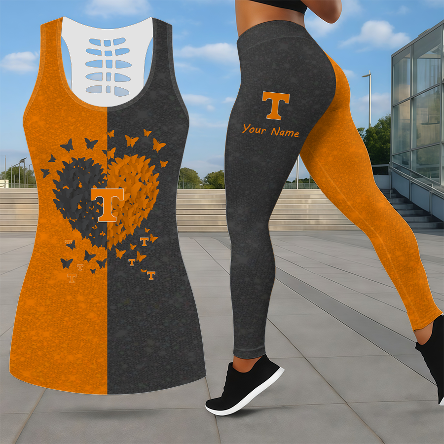 SPECIAL EDITION - NEW CUSTOMIZED NCAA CWS12 TNV TENNESSEE VOLUNTEERS LEGGINGS & HOLLOW TANK TOP SET