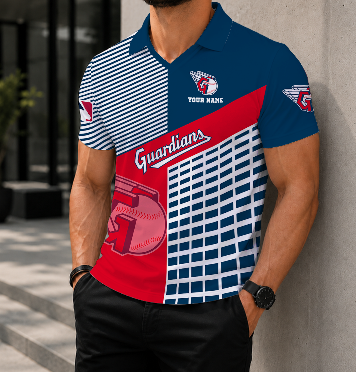 LIMITED EDITION - NEW CUSTOMIZED MLB13 CGS CLEVELAND GUARDIANS POLO SHIRT