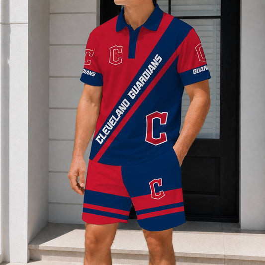 LIMITED EDITION - NEW CUSTOMIZED MLB13 CGS CLEVELAND GUARDIANS POLO & SHORT PANTS SET