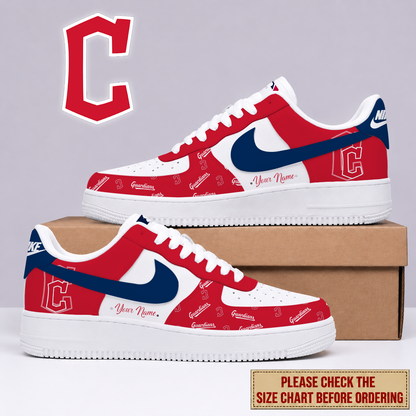 FINAL SALE - NEW CUSTOMIZED MLB13 CGS CLEVELAND GUARDIANS AF1 SHOES