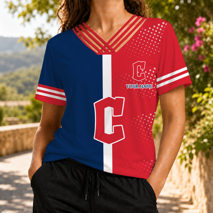 SPECIAL EDITION - NEW CUSTOMIZED MLB13 CGS CLEVELAND GUARDIANS V-NECK SHIRT