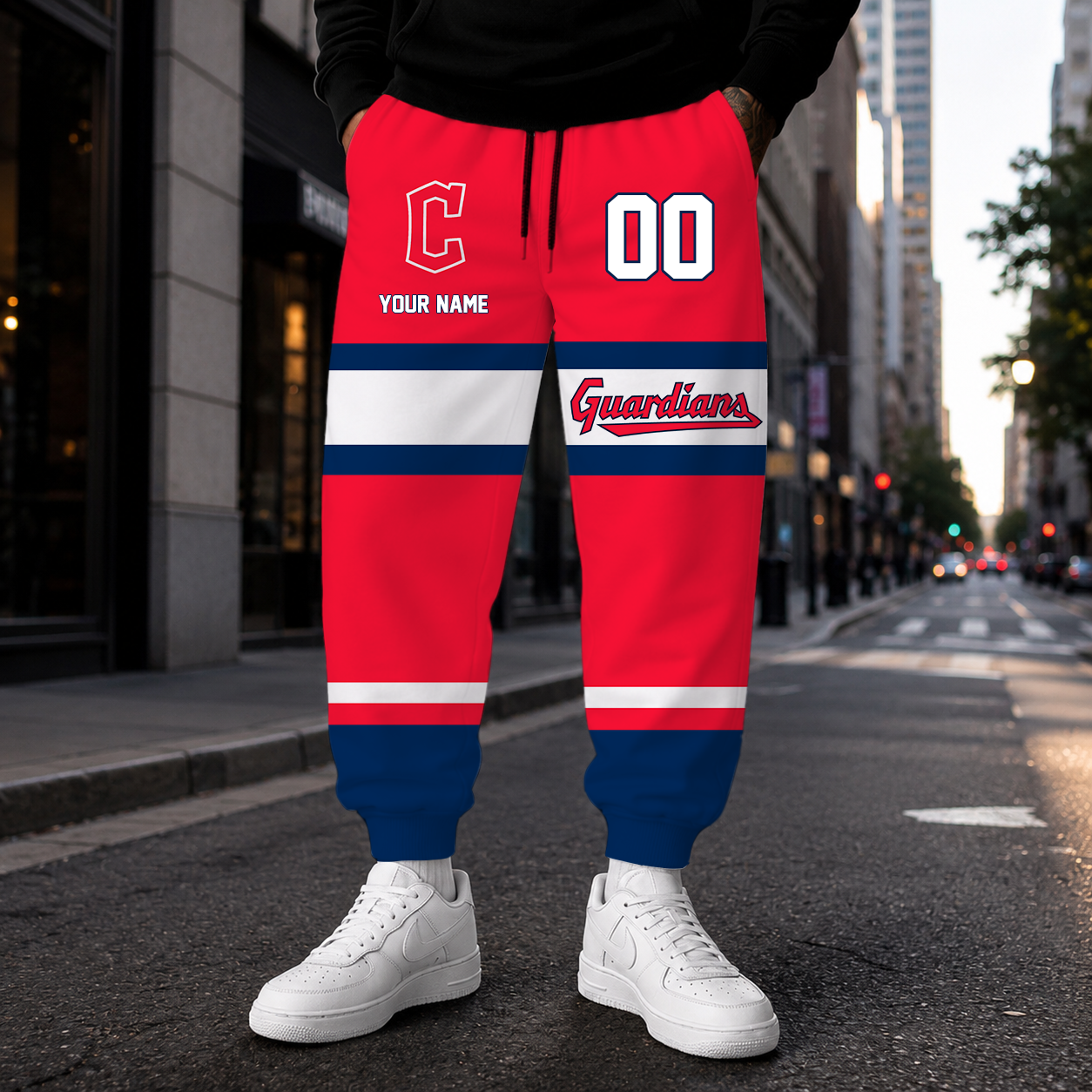 EXCLUSIVE EDITION - NEW CUSTOMIZED MLB13 CGS CLEVELAND GUARDIANS SWEATPANTS