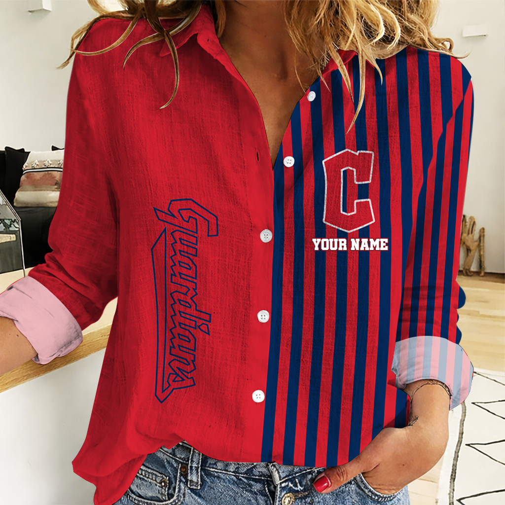 SPECIAL EDITION - NEW CUSTOMIZED MLB13 CGS CLEVELAND GUARDIANS WOMEN CASUAL SHIRT