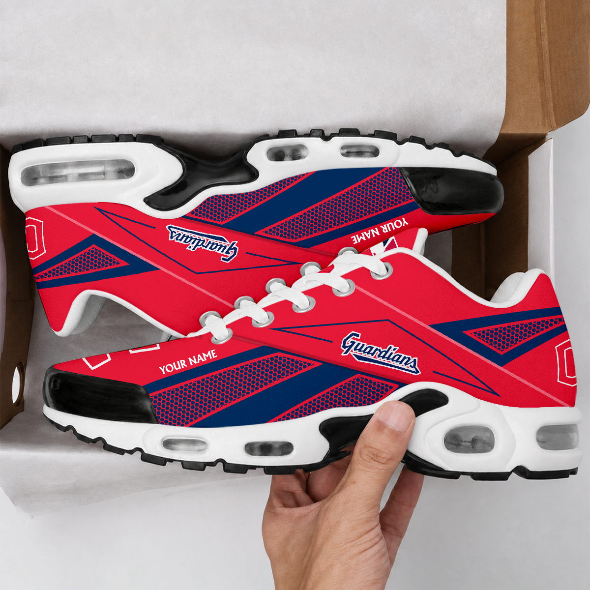 FINAL SALE - NEW CUSTOMIZED MLB13 CGS CLEVELAND GUARDIANS AIR MAX PLUS SNEAKERS