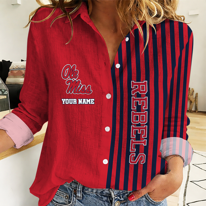 FINAL SALE - NEW CUSTOMIZED | NCAA CWS13 OMR OM REBELS WOMEN CASUAL SHIRT FOR FAN