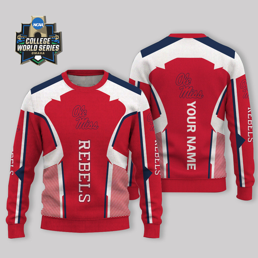MEGA SALE - NEW CUSTOMIZED NCAA CWS13 OMR OLE MISS REBELS UGLY SWEATER