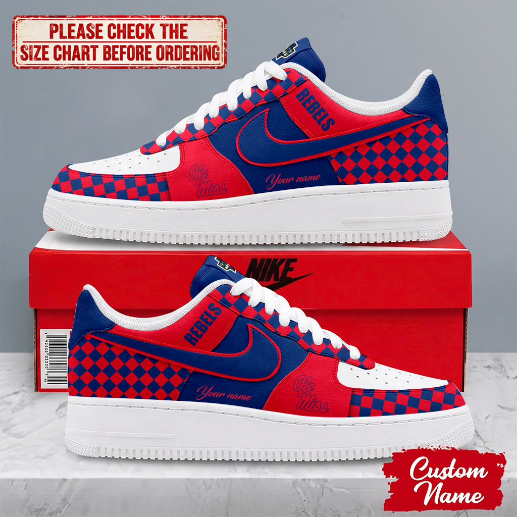 EXCLUSIVE EDITION - NEW CUSTOMIZED NCAA CWS13 OMR OLE MISS REBELS AF1 SHOES